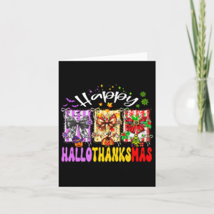Tarjeta Feliz Hallothanksmas Coquette Bow Halloween Gracia