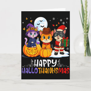 Tarjeta Feliz Hallothanksmas Divertido Halloween Día de Ac