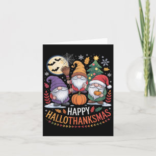 Tarjeta Feliz Hallothanksmas Gnomes Feliz Halloween