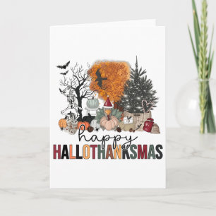 Tarjeta Feliz Hallothanksmas Halloween Acción de Gracias C