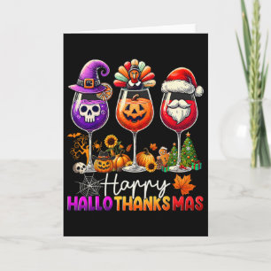 Tarjeta Feliz Hallothanksmas Halloween Día de Acción de Gr