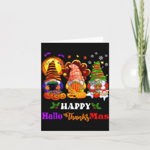 Tarjeta Feliz Hallothanksmas Tres Gnomes Halloween Merry