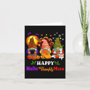 Tarjeta Feliz Hallothanksmas Tres Gnomes Halloween Merry