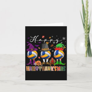 Tarjeta Feliz Hallothanksmas Voleibol Halloween Thanksgi