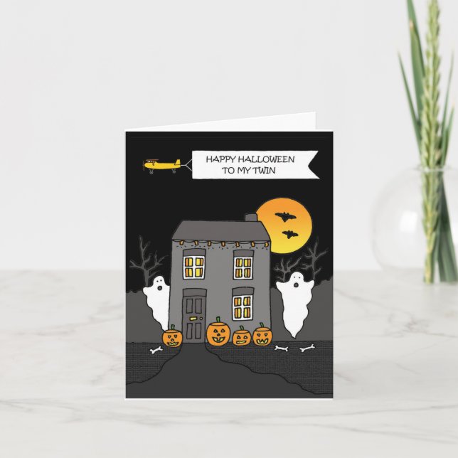 Tarjeta Feliz Halloween a mi gemela (Anverso)