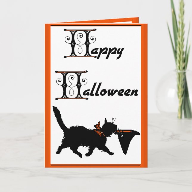 Tarjeta Feliz Halloween a partir de un gato fresco a otro (Anverso)