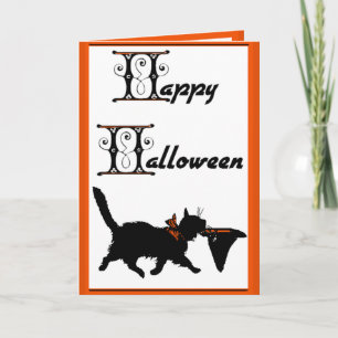 Tarjeta Feliz Halloween a partir de un gato fresco a otro