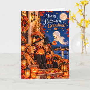 Tarjeta Feliz Halloween, abuela. Dulce saludo de Halloween