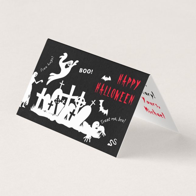 Tarjeta Feliz Halloween, algo divertido (Anverso)