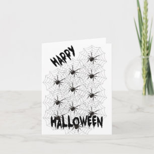 Tarjeta Feliz Halloween, Araña Negra, Web, Creepe Card