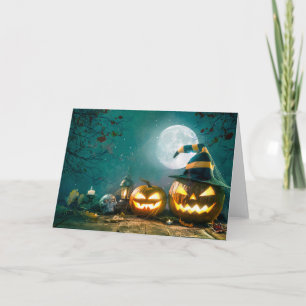 Tarjeta Feliz Halloween Art Gracioso Jack O Lantern Hallow