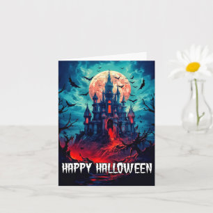 Tarjeta Feliz Halloween Aterradora Casa Abusada