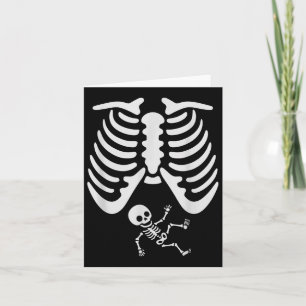 Tarjeta Feliz Halloween Bebé Embarazado Skeleton Spooky Se