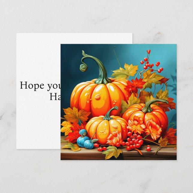 Tarjeta Feliz Halloween | Bienvenida Temporada de Otoño (Anverso / Reverso)
