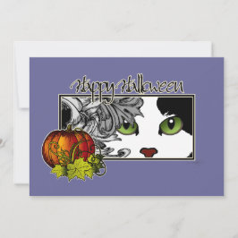 Tarjeta Feliz Halloween Black 'n White Cat