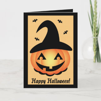 Tarjeta Feliz Halloween - Bruja de calabaza