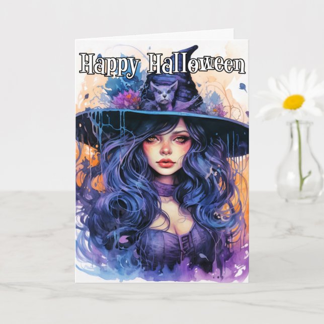 Tarjeta Feliz Halloween | Bruja majestuosa (Planta pequeña)