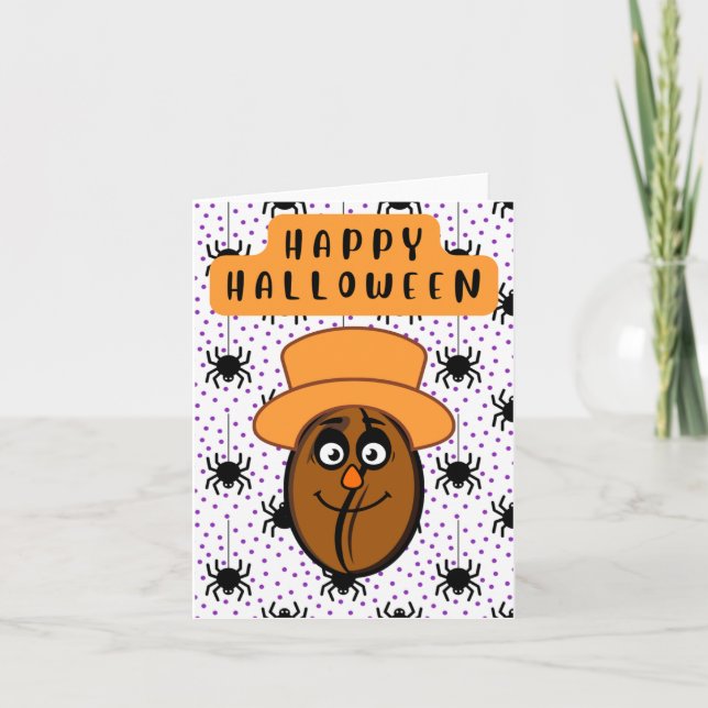 Tarjeta Feliz Halloween / Café lindo (Anverso)