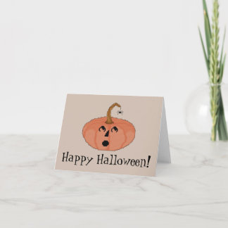 Tarjeta ¡Feliz Halloween! Calabaza asustada Notecard