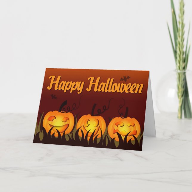 Tarjeta Feliz Halloween - calabazas (Anverso)