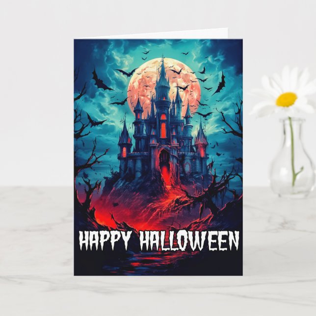Tarjeta Feliz Halloween | Casa embrujada (Planta pequeña)