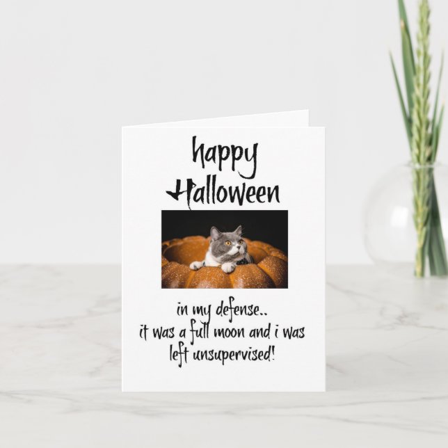 Tarjeta Feliz Halloween, Cat Lover Card con decir (Anverso)