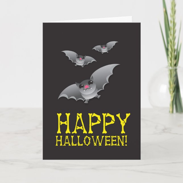 Tarjeta Feliz Halloween con extravagantemente lindo (Anverso)