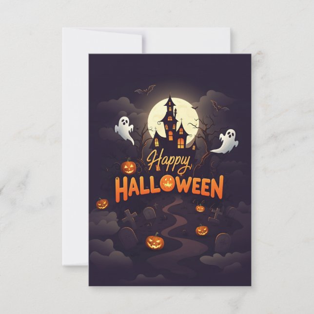 Tarjeta Feliz Halloween con nombre personalizado (Anverso)
