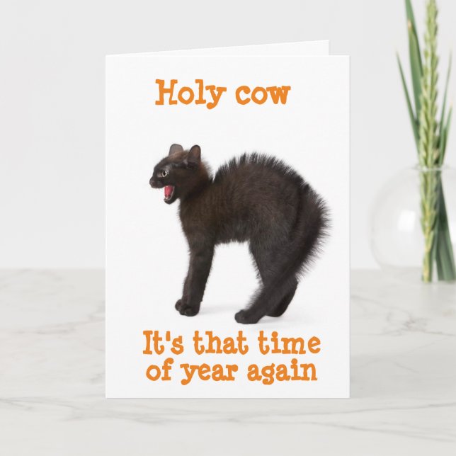 TARJETA *FELIZ HALLOWEEN** DE BALCK CAT MUY MOLESTO (Anverso)