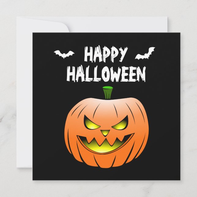 Tarjeta Feliz Halloween de Calabaza (Anverso)