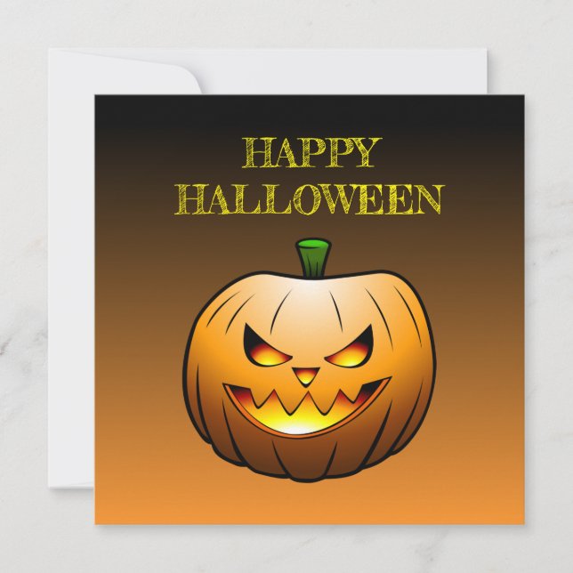 Tarjeta Feliz Halloween de Calabaza (Anverso)