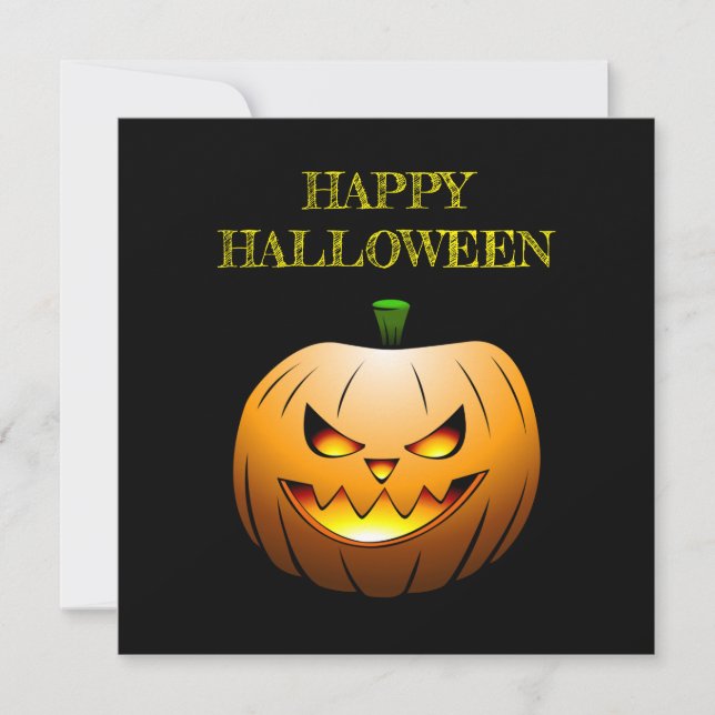 Tarjeta Feliz Halloween de Calabaza (Anverso)