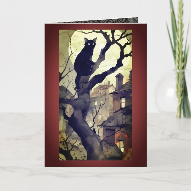 Tarjeta Feliz Halloween de Kitty Card (Anverso)