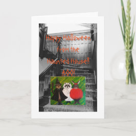 Tarjeta ¡Feliz Halloween desde la casa embrujada!