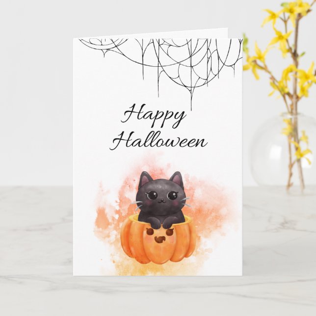 Tarjeta Feliz Halloween - Diseño Cuto Escandaloso (flor amarilla)