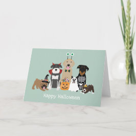 Tarjeta Feliz Halloween Disfraces de Mascotas Espeluznante