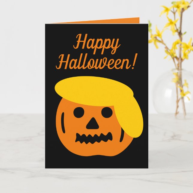 Tarjeta Feliz Halloween divertido personalizado de la cabe (flor amarilla)