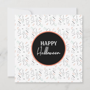 Tarjeta Feliz Halloween Fantasma Caramelo Mano Letras Gara