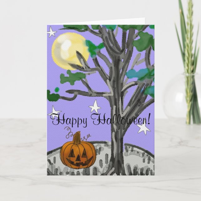 Tarjeta Feliz Halloween fantasmagórico (Anverso)