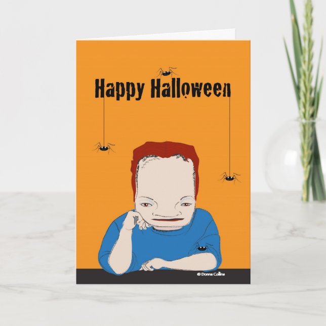 Tarjeta Feliz Halloween Frankenstein Spider Card (Anverso)