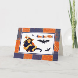 Tarjeta ¡Feliz Halloween! Funny Vintage Chica
