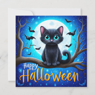 Tarjeta Feliz Halloween Gato Negro