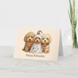 Tarjeta Feliz Halloween Goldendoodle Dogs