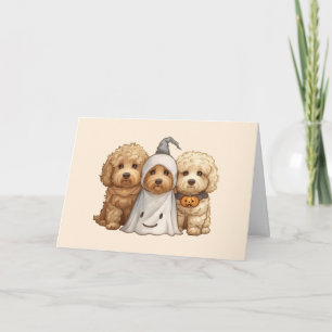 Tarjeta Feliz Halloween Goldendoodle Dogs