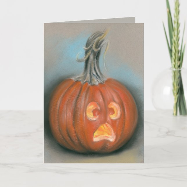 Tarjeta Feliz Halloween gritando calabaza de Jack O Lanter (Anverso)