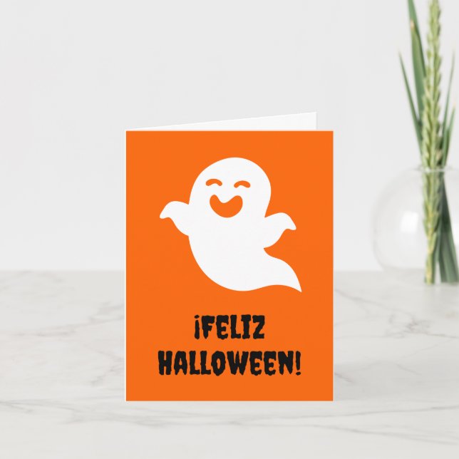 Tarjeta Feliz Halloween (Halloween en español) (Anverso)