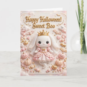 Tarjeta Feliz Halloween Hoppy Sweet Boo Conejita Princesa