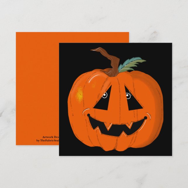 Tarjeta Feliz Halloween Jack O Lantern Arte ilustrativo (Anverso / Reverso)