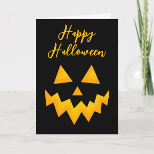 Tarjeta Feliz Halloween Jack O Lantern Cara de Calabaza