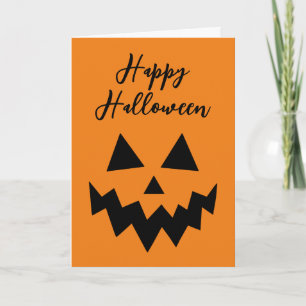 Tarjeta Feliz Halloween Jack O Linterna Cara de Calabaza N